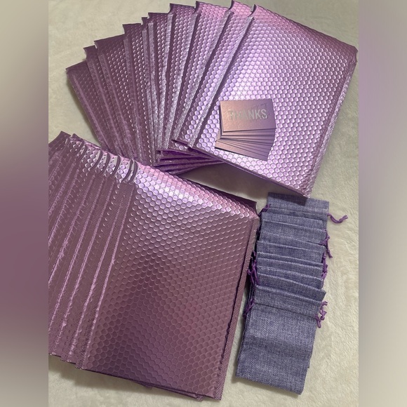 Other - LAST SET Purple Metallic Bubble Mailers, Purple Burlap Bags, & Thank You Cards